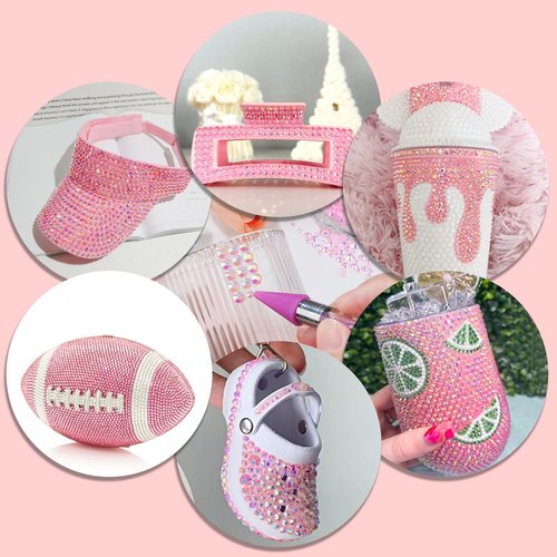 Canvalite 25000PCS Resin Jelly Rhinestones for Crafting, Pink AB Flatback Gems, Bedazzling Crystal with 5x2.5g B7000 Jewelry Glue and Tweezers Dotting Pen for DIY Crafts Clothing Shoes Nail Art