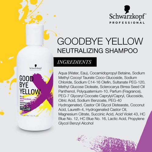 GOODBYE YELLOW Purple Shampoo - Anti-Yellow Vegan Formula for Blonde & Gray Hair | 10.1 Fl Oz | pH Balanced