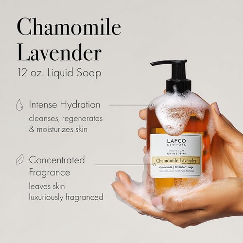 LAFCO New York Liquid Soap - Chamomile Lavender - 12 oz - Moisturizing & Hypoallergenic - Made in Italy
