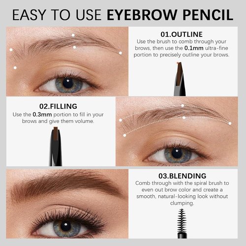 MAVENI Browcharm Microblading Eyebrow Pencil - Ultra-Fine 0.1mm Waterproof Definer | 01 Black