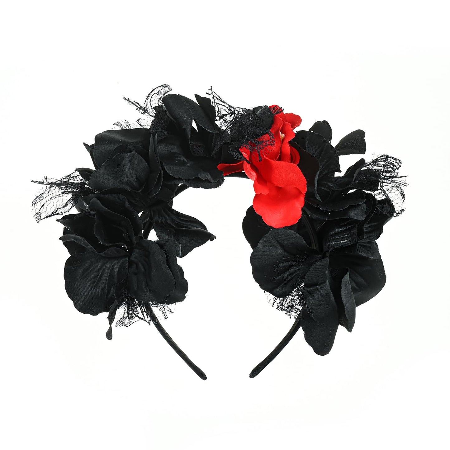 Fleursun Day of The Dead Floral Crown Mexican Flower Headpiece for Halloween Cosplay Costume Headpiece (Black headband)