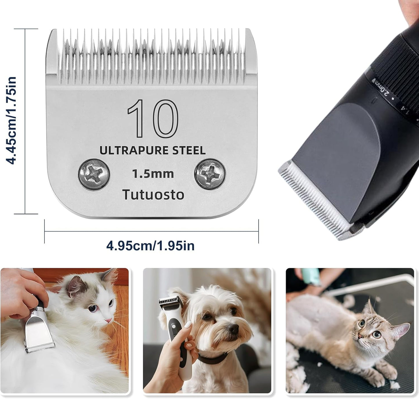 Andis 10# Clipper Blades - Detachable Pet Grooming Replacement Blades for Dog Clippers | Compatible with Wahl & Oster