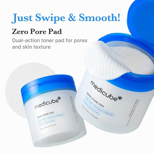 Medicube Toner Pads Zero Pore Pad 2.0 - Dual-Textured Exfoliating Facial Pads with AHA & BHA | 70 Pads