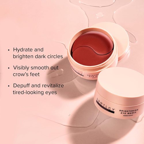 DRMTLGY Brightening Eye Masks – Biodegradable Hydrogel Under Eye Patches with Caffeine, Peptides, Hyaluronic Acid & Niacinamide – Depuff, Hydrate & Smooth Dark Circles – 60 Count
