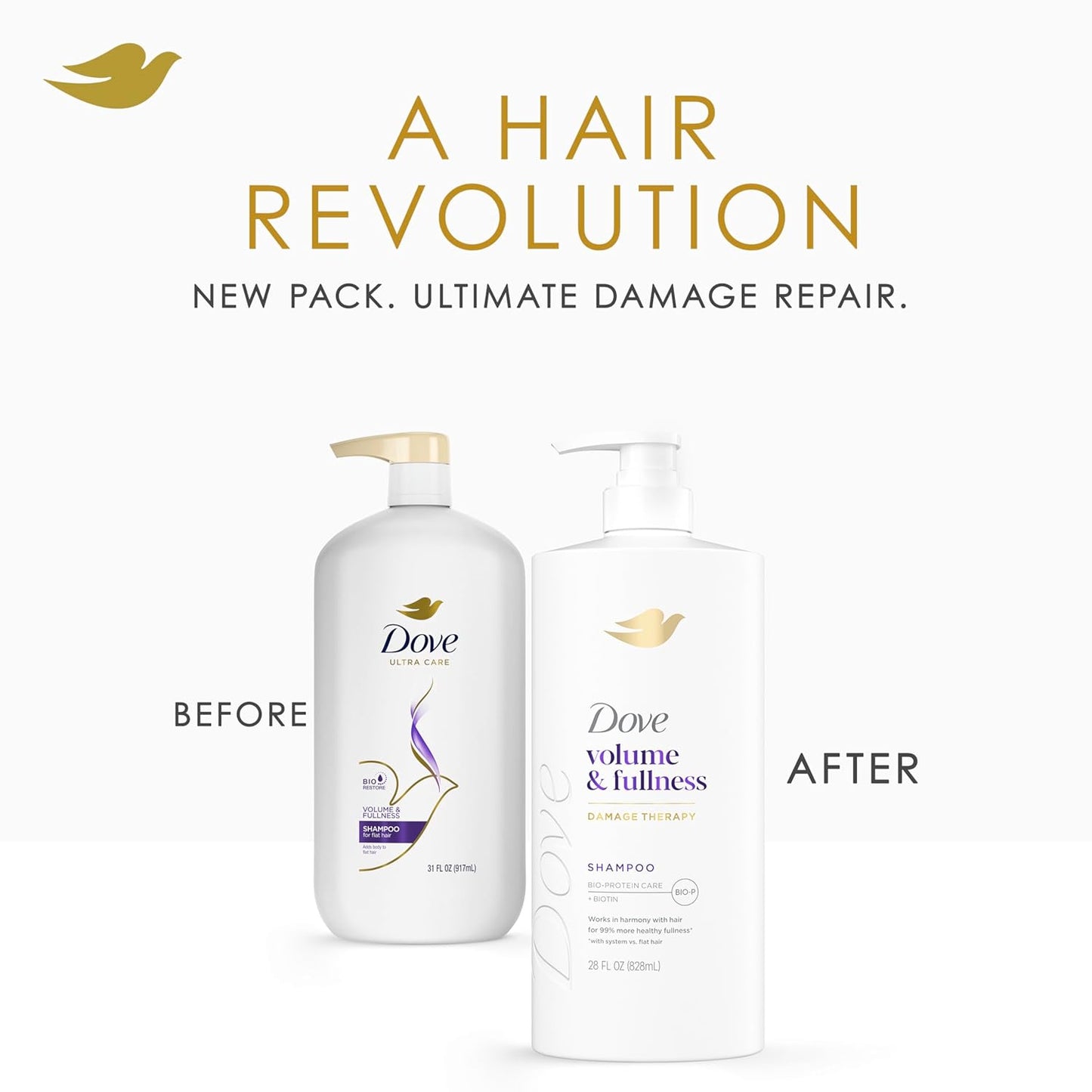 Dove Shampoo - Volume & Fullness for Fine Hair | Bio-Protein Care Technology, 28 Fl Oz