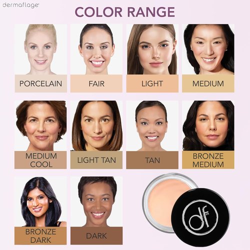 Dermaflage Waterproof Concealer Cream - Full Coverage Matte Finish for Dark Circles & Tattoos (Light)