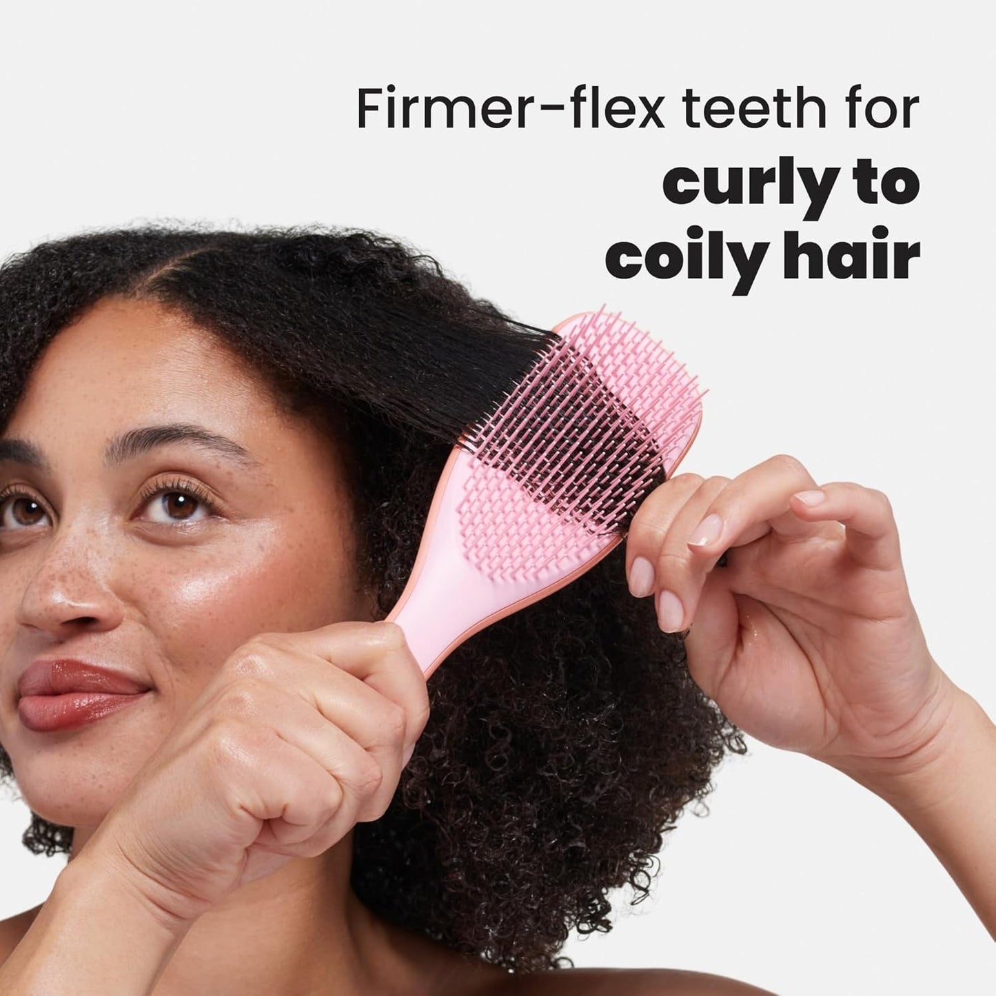 Tangle Teezer Ultimate Detangler Curly Hair Brush, Dry & Wet Hairbrush, Reduces Frizz & Breakage, for 3C to 4C Curly Hair Types, Pink Mango