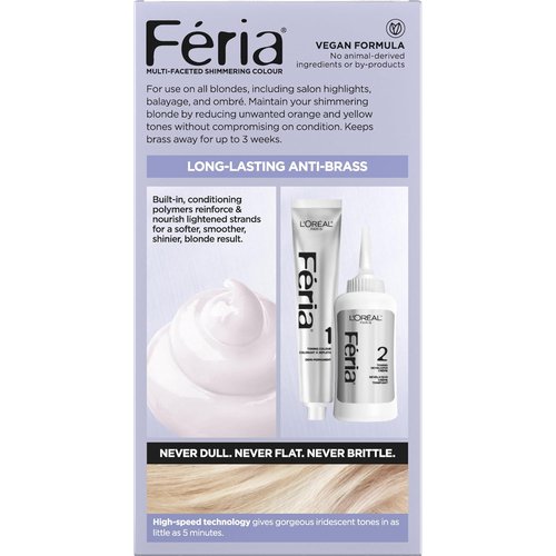 L'Oreal Paris Feria Hair Toner - Long-Lasting Ammonia-Free Demi-Permanent Color | Pearl Blonde, 1 Application
