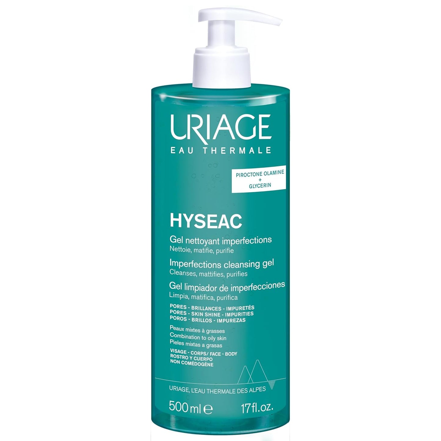 Uriage Hyseac Cleansing Gel - Purifying Face & Body Wash for Back Acne, Soap-Free, Oily Skin