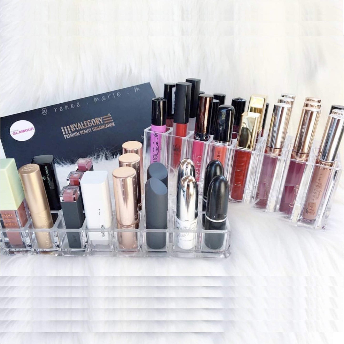 byAlegory Acrylic Lipstick & Acrylic Lip Gloss Organizer 48 Space Beauty Cosmetic Storage - Clear