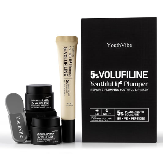 YouthVibe Lip Care Set - Nourishing Lip Plumper & Mask with Squalane, Shea Butter, Collagen | Hydrating Formula for Fuller Lips