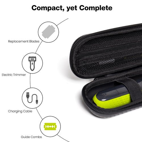 Nincha Compact Travel Trimmer Case - Hard Carrying Case for Philips Hybrid Groomers | Black