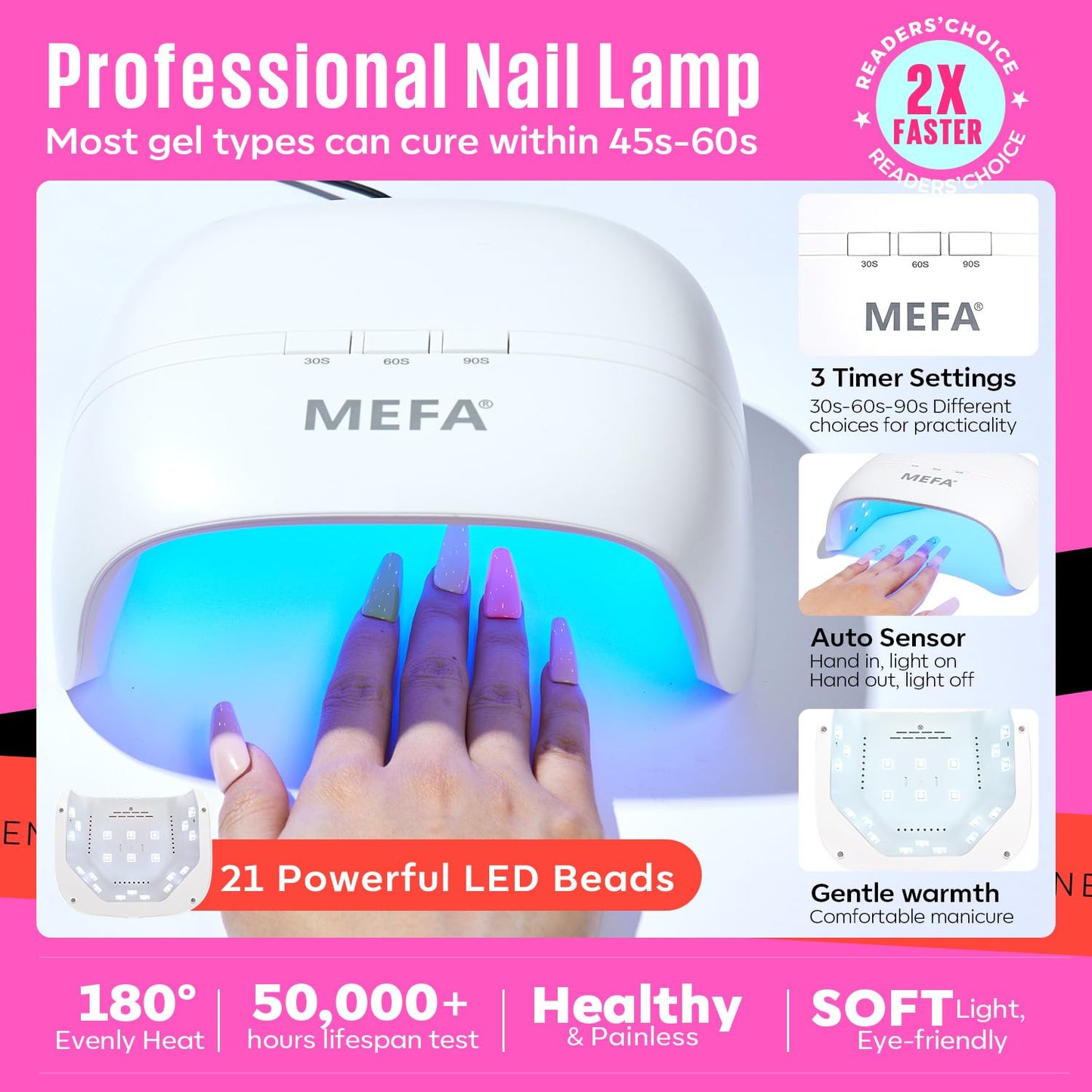 MEFA 34 Pcs Gel Nail Polish Kit with U V Light, 20 Colors All Seasons Soak Off Easter Gel Polish Nail Set with Matte/Glossy Base Top Coat Essential Manicure Tools Nails Art DIY Salon Home