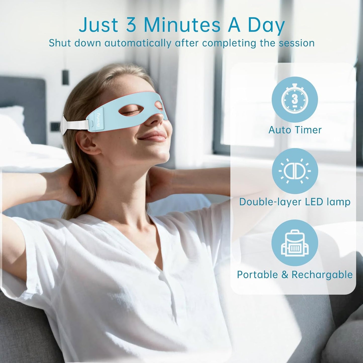 Skiennix Red Light Therapy Eye Mask - Reduce Dark Circles & Puffiness | Infrared Anti-Aging Device