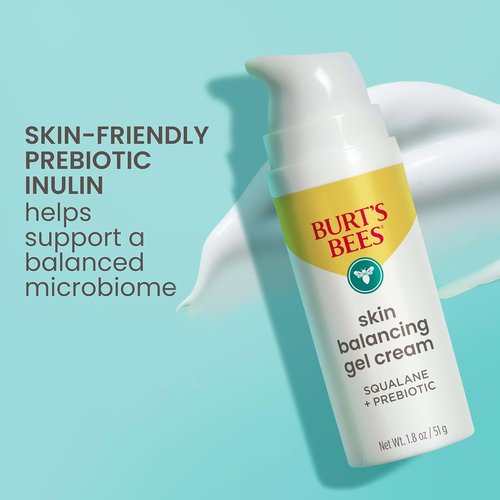 Burt's Bees Gel Moisturizer - Clear & Balanced Skin Balancing Cream with Squalane & Prebiotic, 1.8 oz.