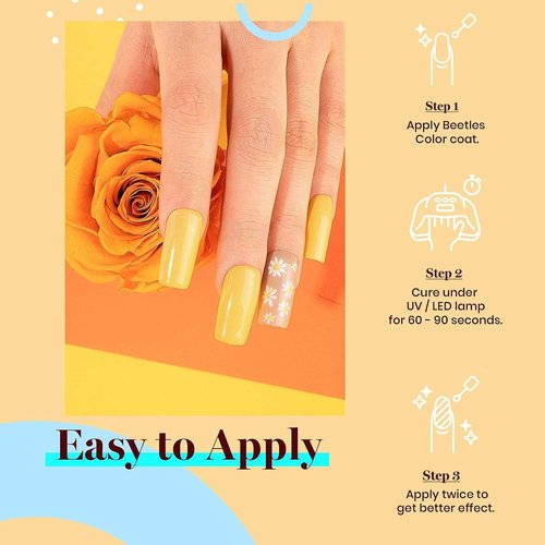 beetles Gel Polish, 15ml Canary Yellow Color Gel Polish Soak Off LED Nail Lamp Gel Polish Nail Art DIY Home Manicure Salon Gel 0.5OZ
