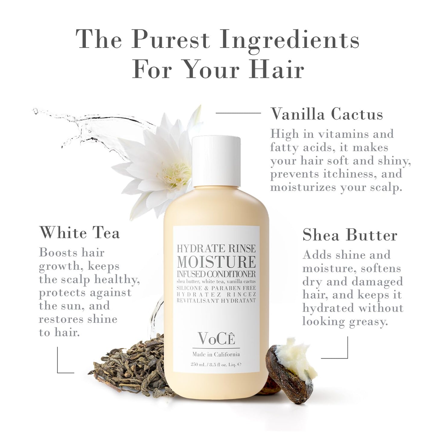 VoCÊ Haircare Natural Hydrating Conditioner - Deep Moisturizing, Anti-Frizz Formula | Vegan & Sulfate-Free, 8.5 oz