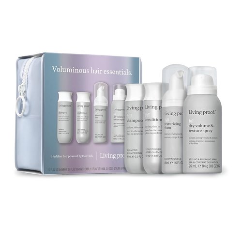 Living Proof Voluminous Hair Essentials Kit - Travel Size Shampoo, Conditioner & Texture Foam | $76 Value