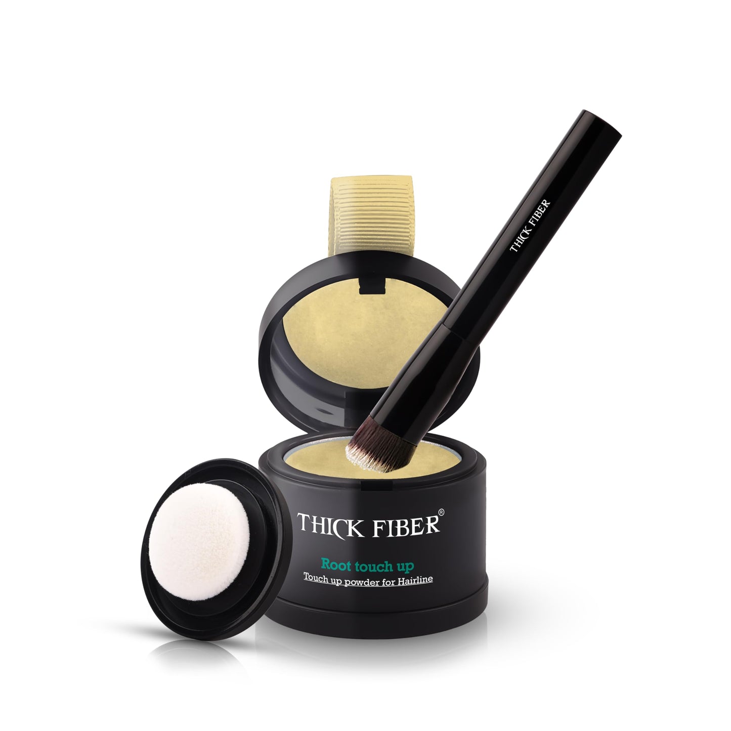 THICK FIBER Root Touch Up Powder with Brush – Covers Grey Roots, Thinning Hair & Bald Spots – Sweat & Water Resistant for Men & Women