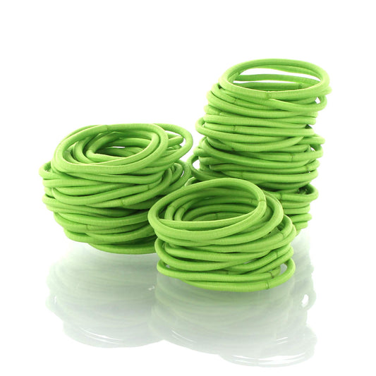 My Lello Hair Elastics Hair Ties, Professional Grade Ponytail Holders - Apple Green 100 Pack