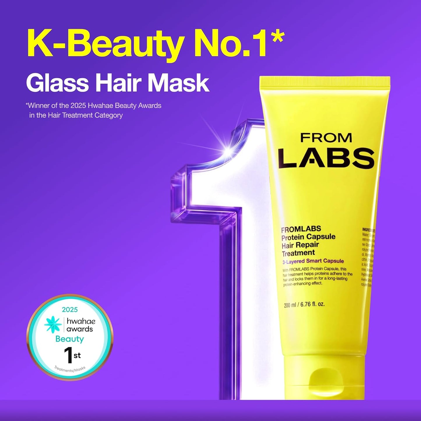 FROMLABS Protein Capsule Hair Repair Treatment - 3-Minute Keratin Mask for Damaged Hair | 6.76 fl oz