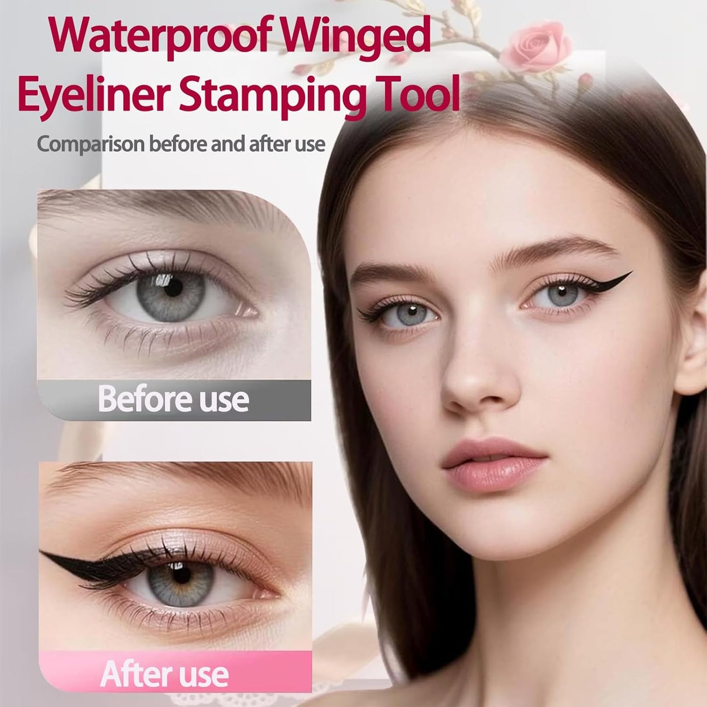 Skiennix Foldable Eyeliner Stamp - Quick Dry Smudge-Proof Liquid Liner for Effortless Makeup (Black)