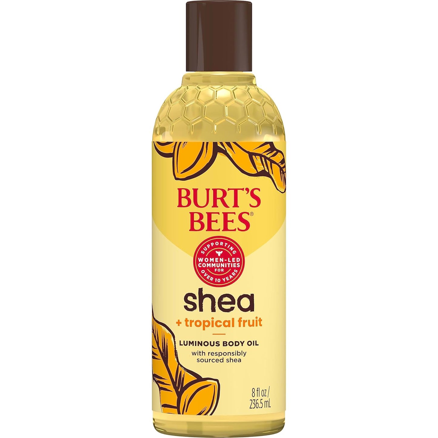 Burt's Bees Luminous Body Oil - Shea & Tropical Fruit Formula for Glowing Skin | 8 oz, Non-Greasy & Antioxidant-Rich