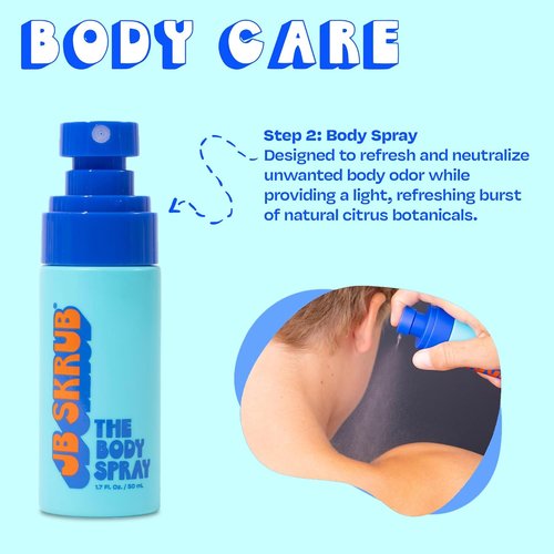 JB SKRUB Junior Travel Trio | Complete Skin Care Set for Kids & Teens - Hydrating Body Wash, Refreshing Spray & Gentle Face Wash