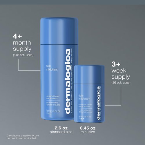 Dermalogica Daily Milkfoliant, Face Exfoliator, Powder Scrub Exfoliant with AHA and BHA - Calming, Polishing and Hydrating Skin, Oat-Based, Vegan Product