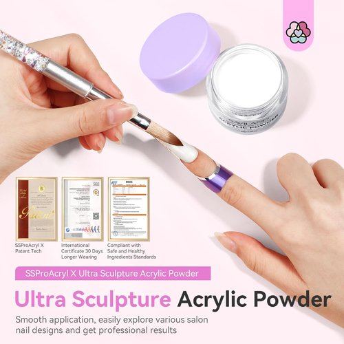 SAVILAND White Acrylic Nail Powder - Ultra-Smooth Blending for Professional Extensions & Carving