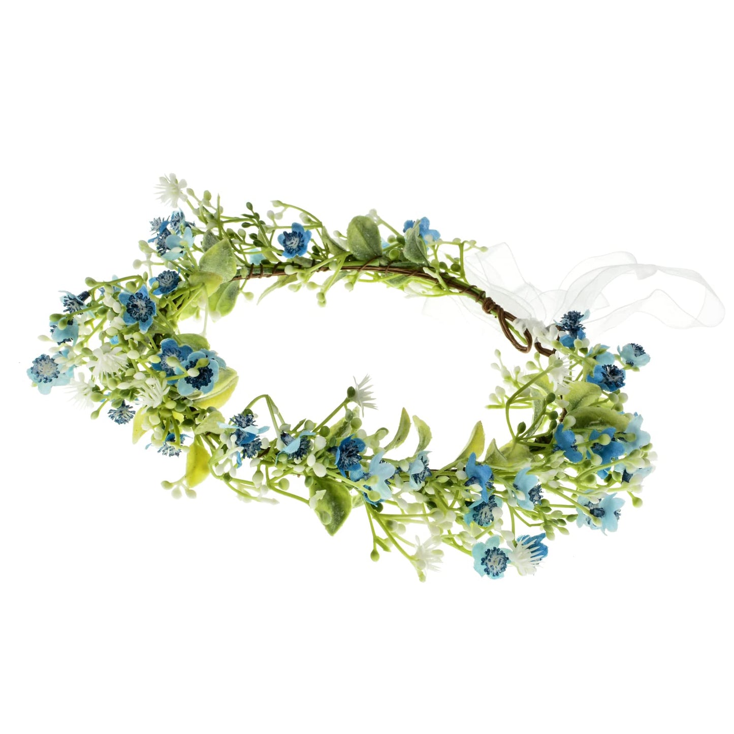 Butnedls ridal Flower Crown Women Rose Floral Headband Maternity Photo Prop Baby Shower Leaf Hair Wreath (Blue)