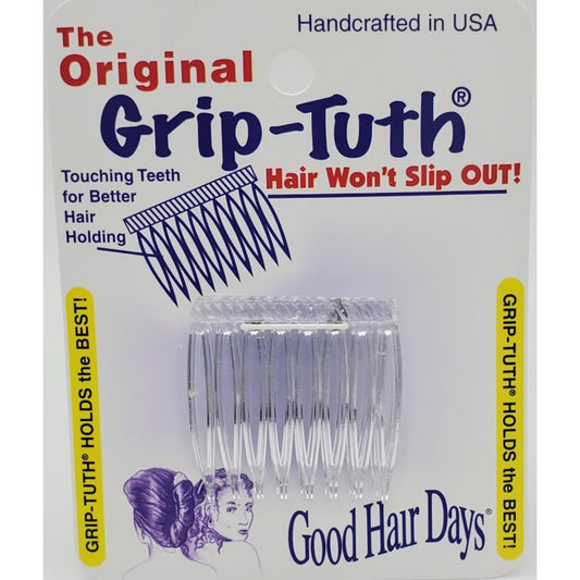 Grip-Tuth Combs - 1 1/2" Side Combs, For All Types Of Hair, Decorative & Styling Women Accessories - Crystal, Set Of 2