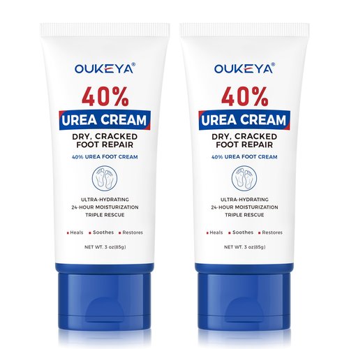 OUKEYA Urea Cream 40 Percent Tube 3 Oz, Foot & Hand Cream for Dry Cracked,40 per Urea Lotion for Feet Maximum Strength, 2 Pack