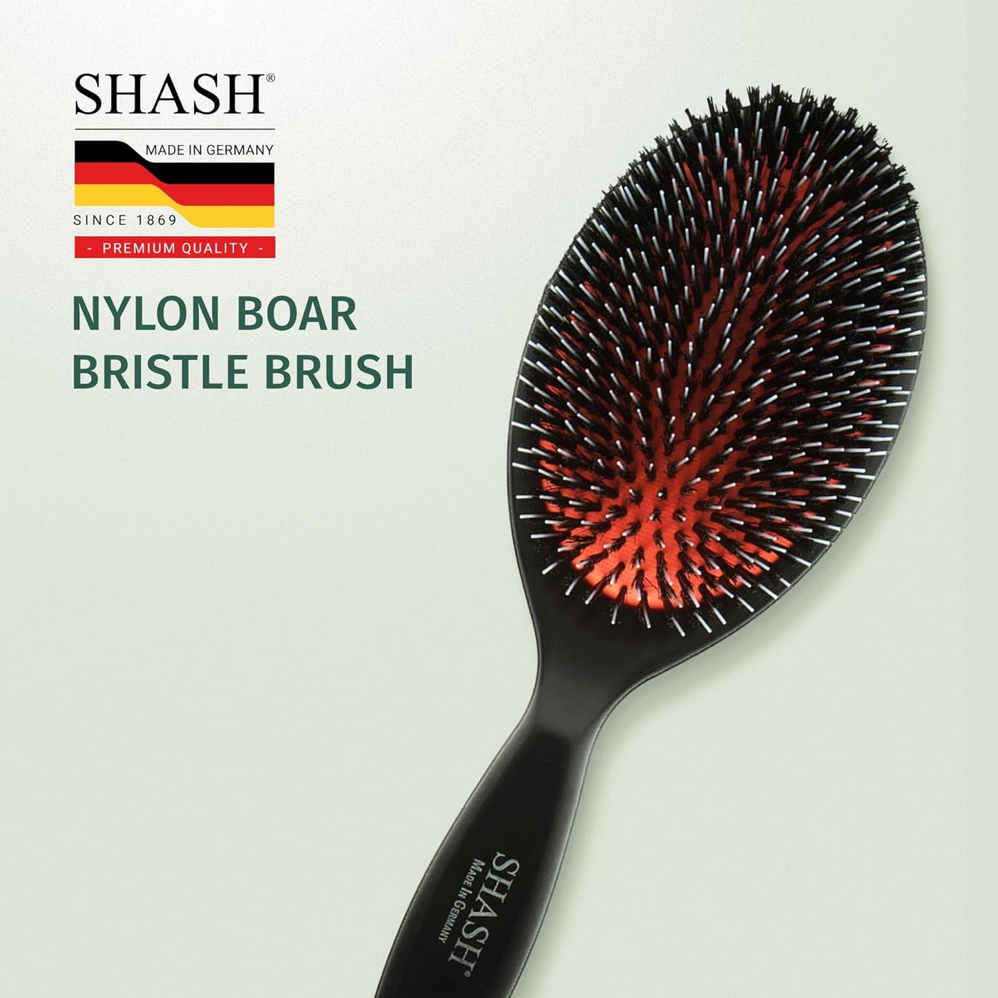 Since 1869 Boar Bristle Brush - Handmade in Germany for Normal to Thick Hair - Gently Detangles & Softens (Large)