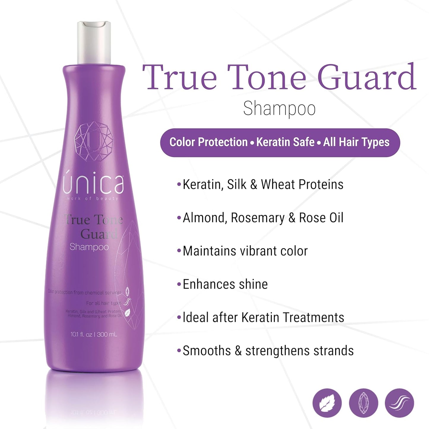 UNICA True Tone Guard Color-Safe Shampoo - Strengthen & Shine with Soy Protein & Botanical Extracts - 10 oz