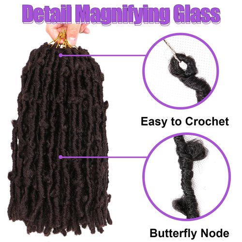 Butterfly Locs Crochet Hair-7 Packs Faux Locs Crochet Hair 12 Inch Distressed Soft Locs Crochet Hair For Black Women (12 Inch(Pack of 7), 4#)