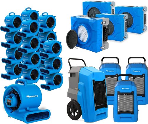 MOUNTO Water Damage Restoration Combo - 24 Air Movers, 4 Air Scrubbers & 4 LGR Dehumidifiers