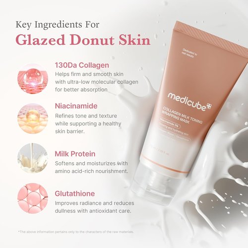 Medicube Wrapping Mask - Collagen Glazed Milky Glow Peel Off Mask | Hydrating & Smoothing with Glutathione, Niacinamide | 2.53 fl. oz