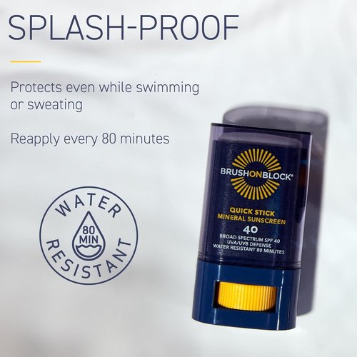 Brush On Block Mineral Sunscreen Stick - SPF 40 UVA/UVB Protection, Water Resistant, Reef Friendly | 0.63 oz