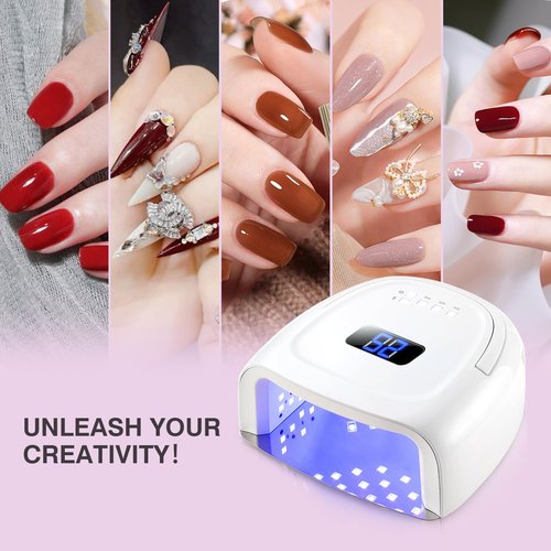 NailFace Cordless UV LED Nail Lamp, 60W Rechargeable Nail Dryer Nail Polish Curing Light for Manicure with Auto Sensor & 4 Timer Modes Salon & Home