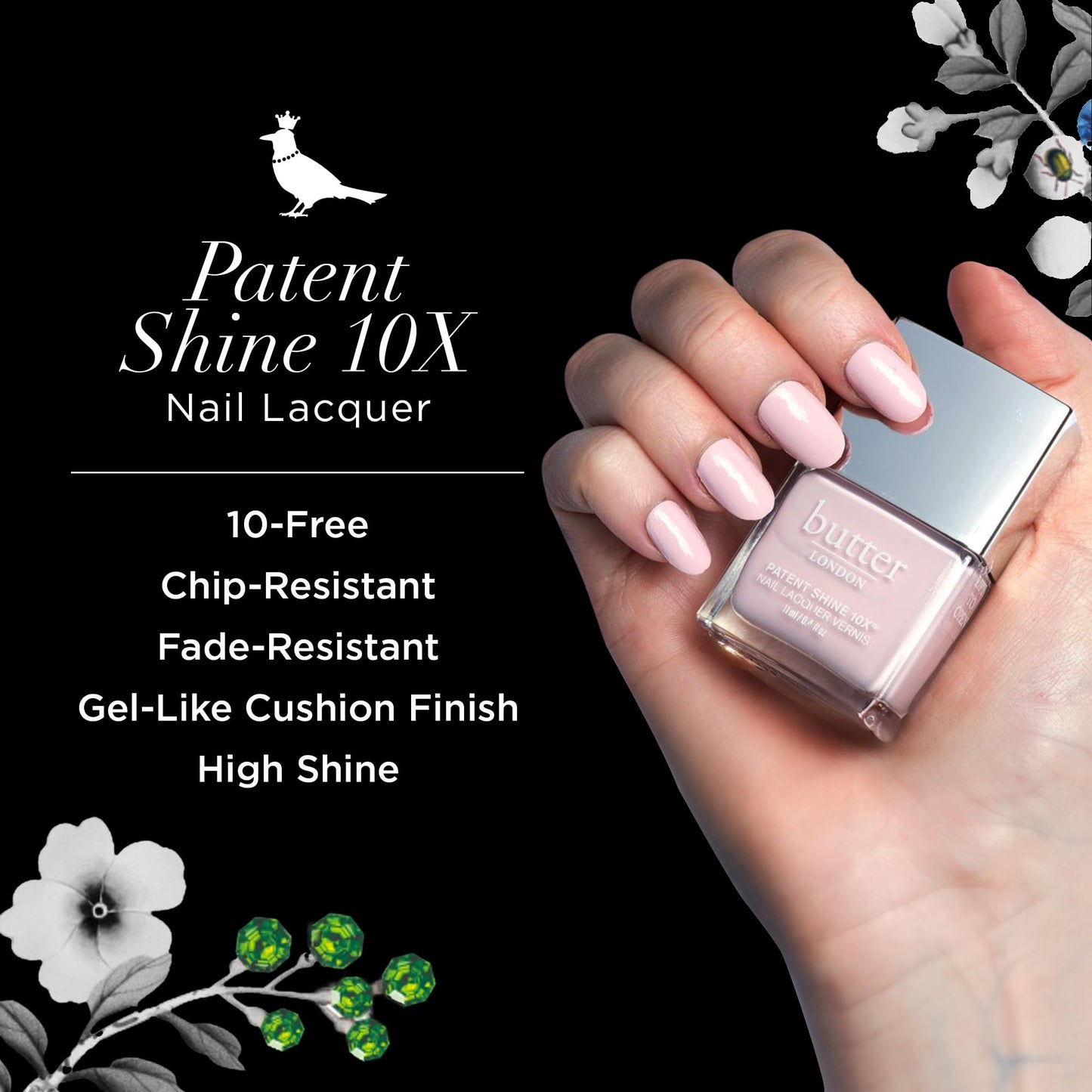 butter LONDON Patent Shine 10X Nail Lacquer, Gel-Like Finish, Chip-Resistant Formula, 10-Free Formula, Cruelty-Free, Polymer Technology, Piece of Cake, 0.4 fl oz