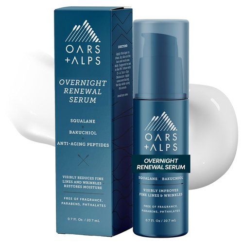 Oars + Alps Overnight Renewal Face Serum - Hydrating Anti-Aging Formula for Fine Lines & Wrinkles | 0.7 Fl Oz