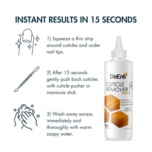 DeEnti Cuticle Maintenance Pack - Citrus Scented Remover, Nourishing Oil & Metal Pusher Tool | Salon-Grade Nail Care Kit