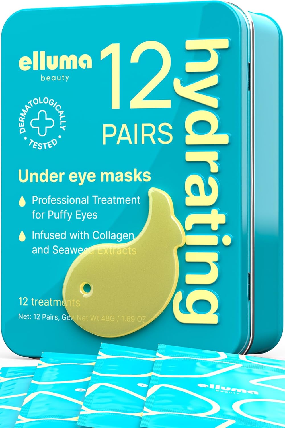 Skiennix Under Eye Patches - Hydrating Hydrogel Gel Pads for Dark Circles & Puffiness | 12 Pairs with Seaweed Extracts
