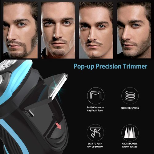 MAX-T Electric Shaver - Cordless Razor with Travel Case | Wet & Dry Use, Pop-Up Trimmer, IPX7 Waterproof