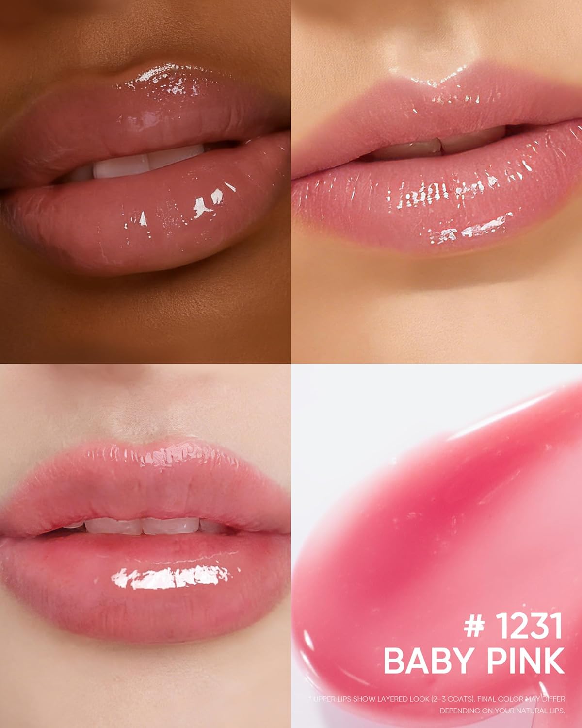 SKINTIFIC Peptide Brightening Lip Serum - Hydrating Tinted Gloss & Moisturizing Balm in Baby Pink