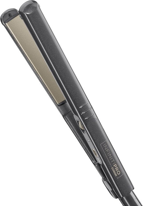 INFINITIPRO BY CONAIR Tourmaline Ceramic 1-Inch Flat Iron - Versatile Hair Straightener & Curler | 5 Heat Settings, Metallic Gray