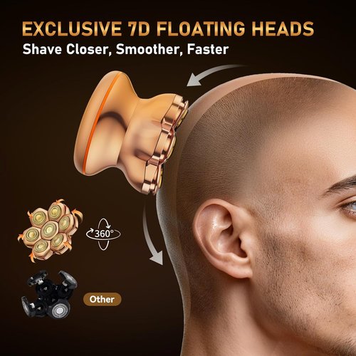 MAXGROOM® PRO 7D Electric Head Shaver for Bald Men - Flexible Blades, Long Battery Life, Waterproof Design