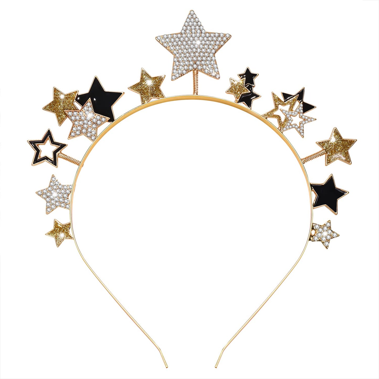 New Year Eve Headband Tiara Glitter Star Christmas Hairband for Women Girls Stars Headpiece Hair Accessory Party Favors Decor