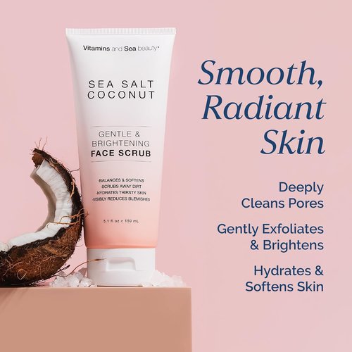 Regine Switzerland Gentle Face Scrub - Brightening Sea Salt & Coconut Exfoliator - 5.1 fl oz